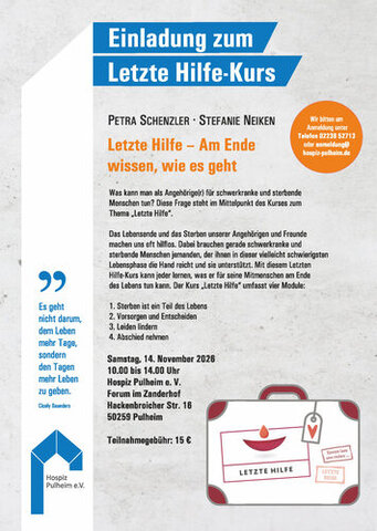 Plakat letzte Hilfe 14. November 2026