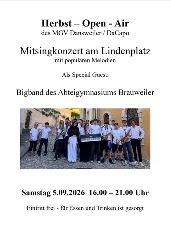 Aushang zum Open-Air Konzert des MGv Dansweiler/ Da Capo
